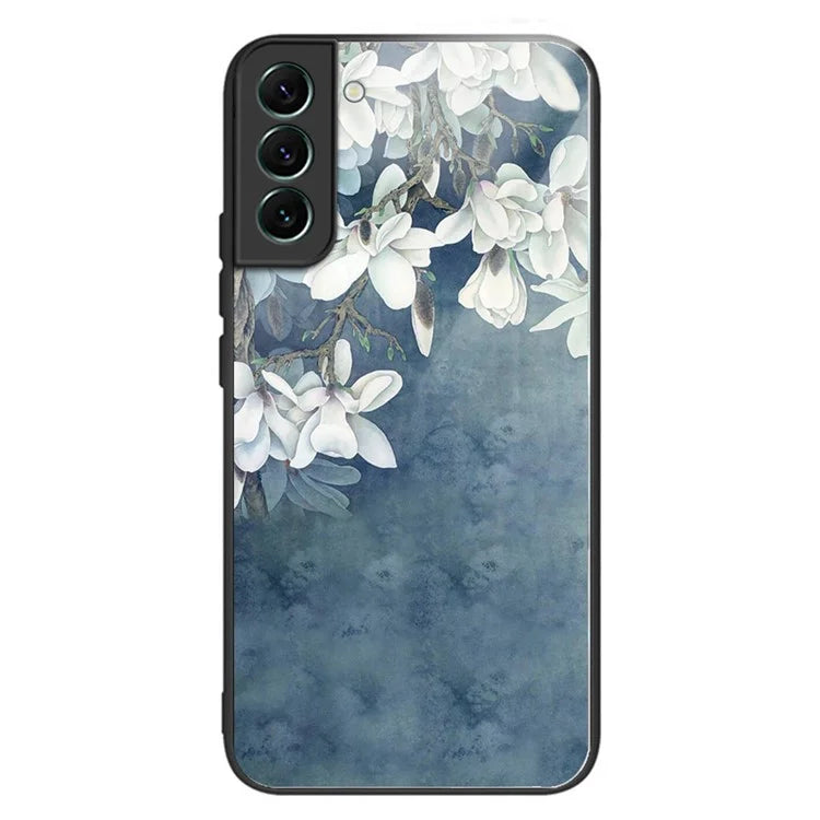 For Samsung Galaxy S24 Phone Case Tempered Glass+TPU Pattern Printed Back Cover