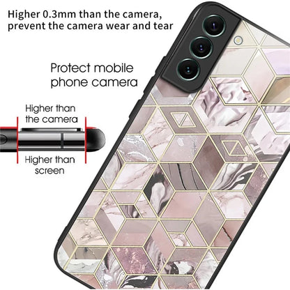 For Samsung Galaxy S24 Phone Case Tempered Glass+TPU Pattern Printed Back Cover