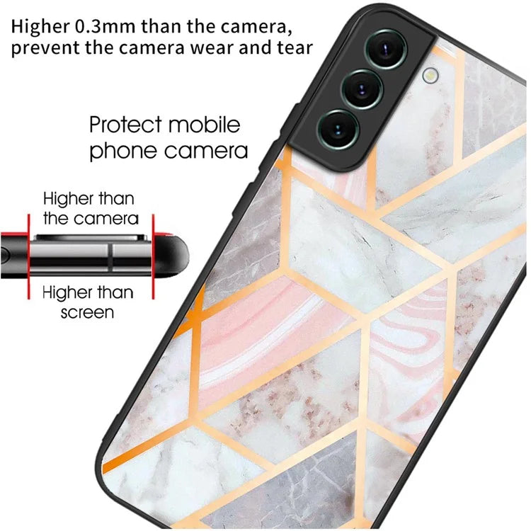 For Samsung Galaxy S24 Phone Case Tempered Glass+TPU Pattern Printed Back Cover