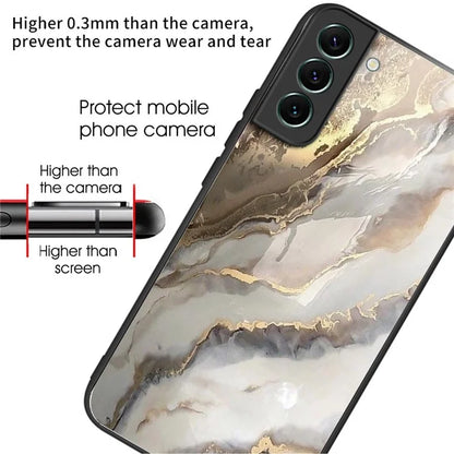 For Samsung Galaxy S24 Phone Case Tempered Glass+TPU Pattern Printed Back Cover