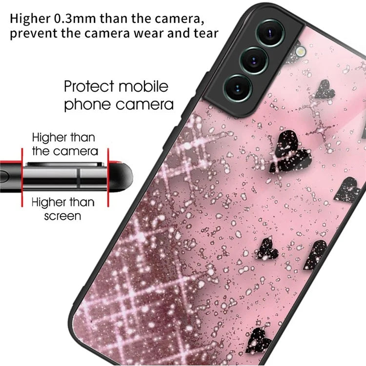 For Samsung Galaxy S24 Phone Case Tempered Glass+TPU Pattern Printed Back Cover