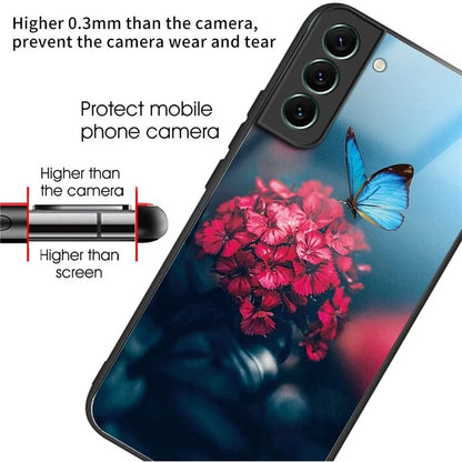 For Samsung Galaxy S24+ Phone Case Pattern Printing Tempered Glass+TPU Cover