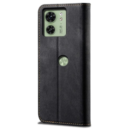 For Motorola Edge 40 5G Case Jeans Cloth Texture Leather Wallet Phone Cover