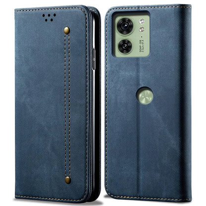 For Motorola Edge 40 5G Case Jeans Cloth Texture Leather Wallet Phone Cover