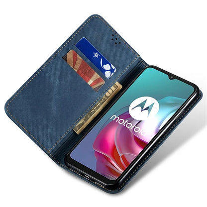 For Motorola Edge 40 5G Case Jeans Cloth Texture Leather Wallet Phone Cover