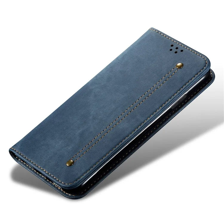 For Motorola Edge 40 5G Case Jeans Cloth Texture Leather Wallet Phone Cover
