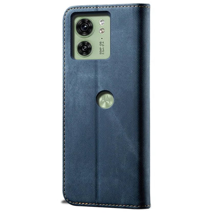 For Motorola Edge 40 5G Case Jeans Cloth Texture Leather Wallet Phone Cover