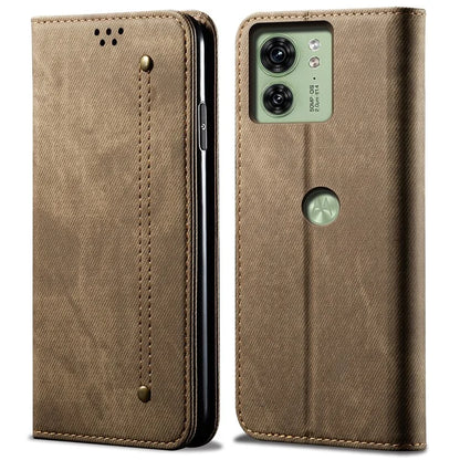 For Motorola Edge 40 5G Case Jeans Cloth Texture Leather Wallet Phone Cover