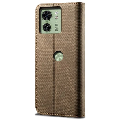 For Motorola Edge 40 5G Case Jeans Cloth Texture Leather Wallet Phone Cover