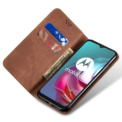 For Motorola Edge 40 5G Case Jeans Cloth Texture Leather Wallet Phone Cover