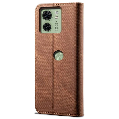 For Motorola Edge 40 5G Case Jeans Cloth Texture Leather Wallet Phone Cover
