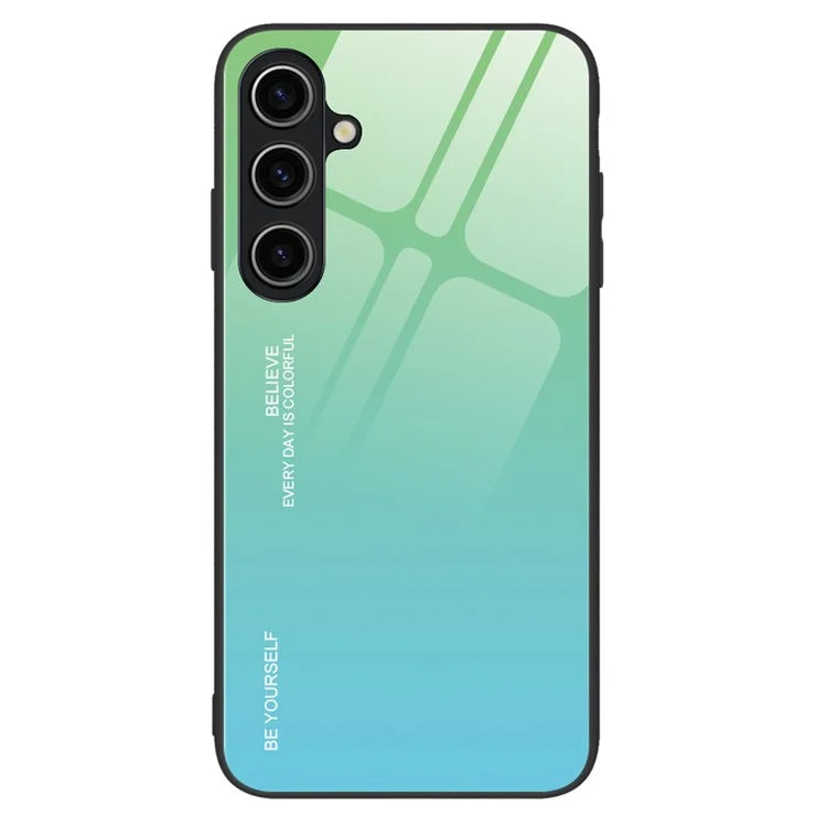 For Samsung Galaxy A15 5G Back Case Gradient Color Tempered Glass Phone Cover Protector