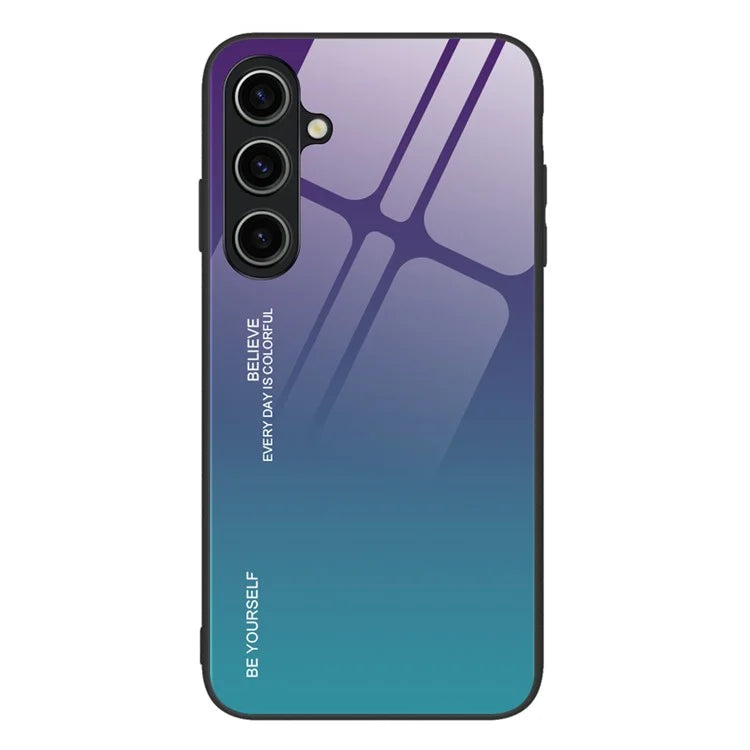 For Samsung Galaxy A15 5G Back Case Gradient Color Tempered Glass Phone Cover Protector