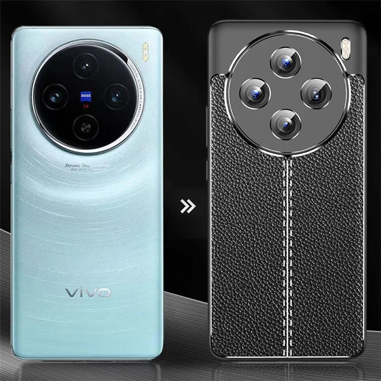 For vivo X100 5G Case Shockproof Litchi Texture TPU Mobile Phone Shell Cover