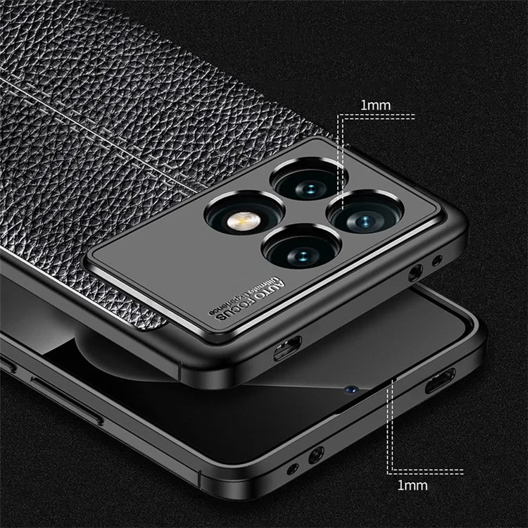 For Xiaomi Redmi K70E 5G / Poco X6 Pro 5G TPU Case Shock Absorbing Litchi Texture Back Cover
