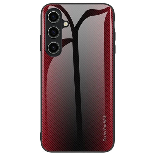 For Samsung Galaxy A15 4G Phone Case Carbon Fiber Texture Tempered Glass Back Cover