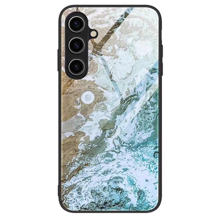 For Samsung Galaxy A15 4G Phone Case Marble Pattern Tempered Glass Back Cover