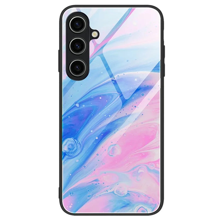 For Samsung Galaxy A15 4G Phone Case Marble Pattern Tempered Glass Back Cover