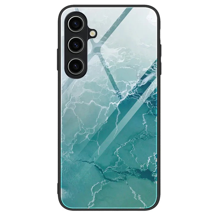For Samsung Galaxy A15 4G Phone Case Marble Pattern Tempered Glass Back Cover
