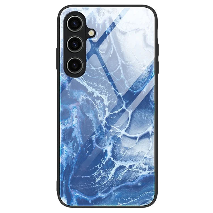 For Samsung Galaxy A15 4G Phone Case Marble Pattern Tempered Glass Back Cover