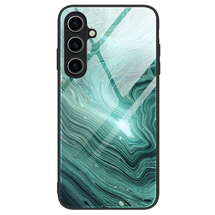 For Samsung Galaxy A15 4G Phone Case Marble Pattern Tempered Glass Back Cover