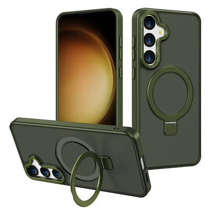 For Samsung Galaxy S24+ Case Anti-Drop TPU+PC Kickstand Phone Cover Compatible with MagSafe