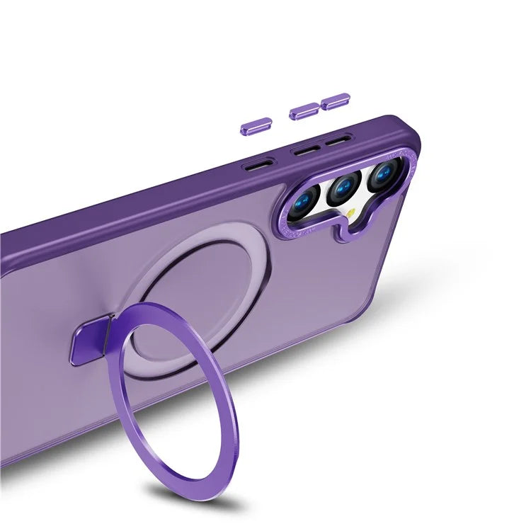 For Samsung Galaxy S24+ Case Anti-Drop TPU+PC Kickstand Phone Cover Compatible with MagSafe