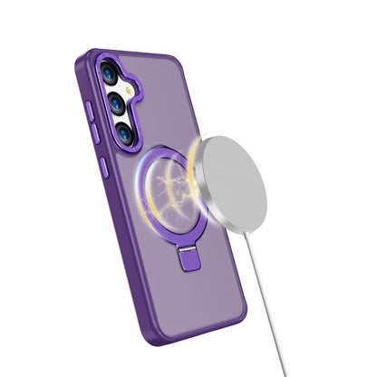 For Samsung Galaxy S24+ Case Anti-Drop TPU+PC Kickstand Phone Cover Compatible with MagSafe