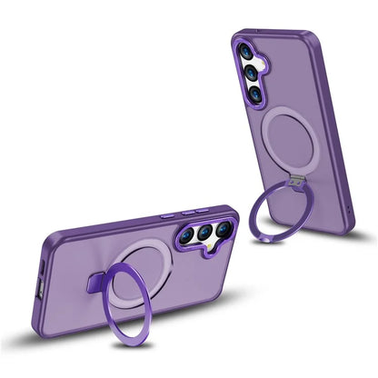 For Samsung Galaxy S24+ Case Anti-Drop TPU+PC Kickstand Phone Cover Compatible with MagSafe