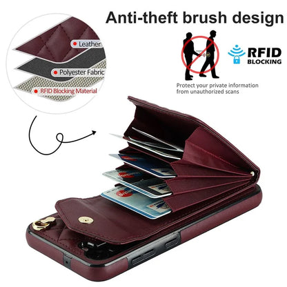 For Samsung Galaxy S23 FE Case Card Holder Ring Kickstand Leather+TPU Crossbody Cover