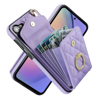 For Samsung Galaxy S23 FE Case Card Holder Ring Kickstand Leather+TPU Crossbody Cover