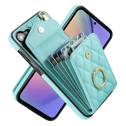 For Samsung Galaxy S23 FE Case Card Holder Ring Kickstand Leather+TPU Crossbody Cover