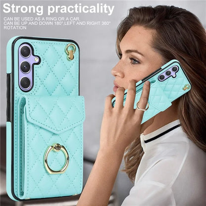 For Samsung Galaxy S23 FE Case Card Holder Ring Kickstand Leather+TPU Crossbody Cover