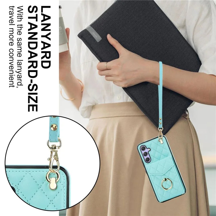 For Samsung Galaxy S23 FE Case Card Holder Ring Kickstand Leather+TPU Crossbody Cover
