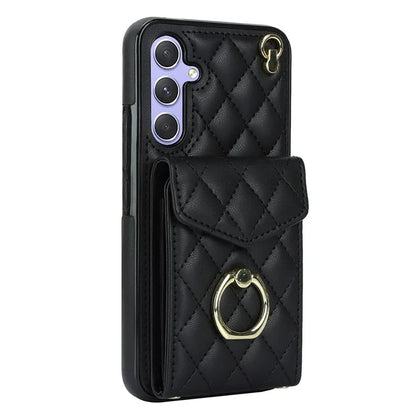 For Samsung Galaxy S23 FE Case Card Holder Ring Kickstand Leather+TPU Crossbody Cover
