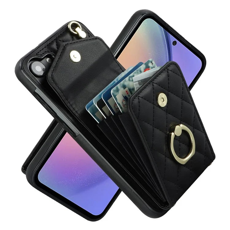 For Samsung Galaxy S23 FE Case Card Holder Ring Kickstand Leather+TPU Crossbody Cover