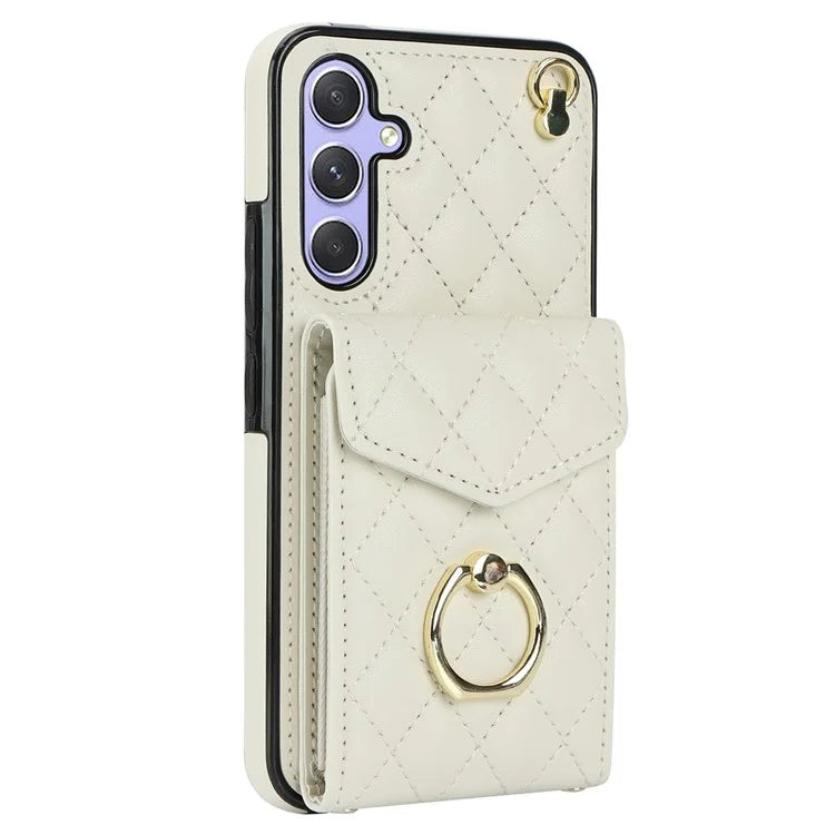 For Samsung Galaxy S23 FE Case Card Holder Ring Kickstand Leather+TPU Crossbody Cover