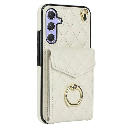 For Samsung Galaxy S23 FE Case Card Holder Ring Kickstand Leather+TPU Crossbody Cover