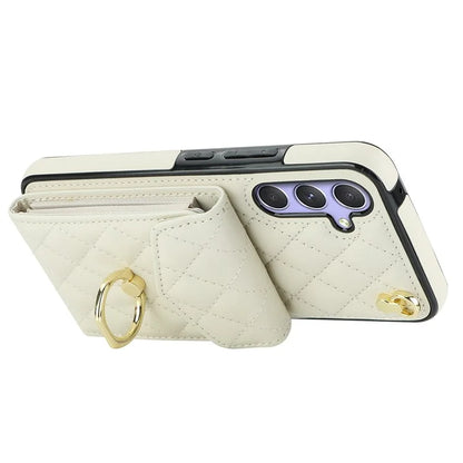 For Samsung Galaxy S23 FE Case Card Holder Ring Kickstand Leather+TPU Crossbody Cover