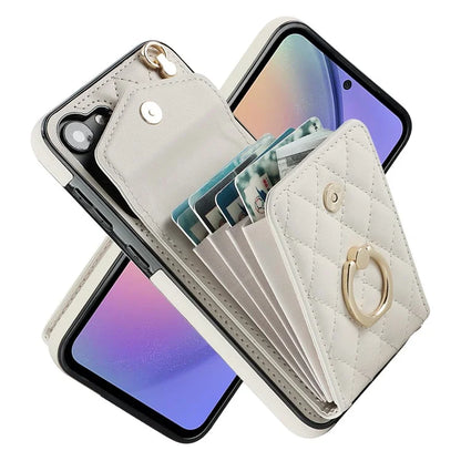 For Samsung Galaxy S23 FE Case Card Holder Ring Kickstand Leather+TPU Crossbody Cover