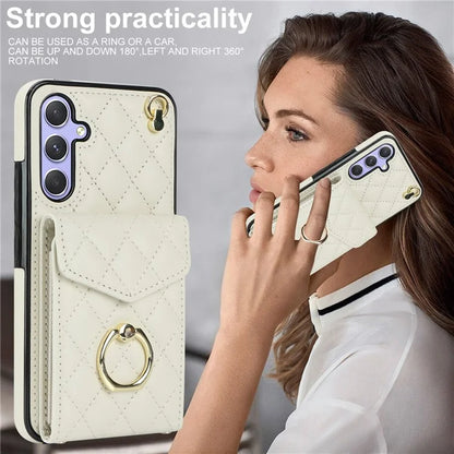 For Samsung Galaxy S23 FE Case Card Holder Ring Kickstand Leather+TPU Crossbody Cover