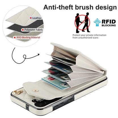 For Samsung Galaxy S23 FE Case Card Holder Ring Kickstand Leather+TPU Crossbody Cover