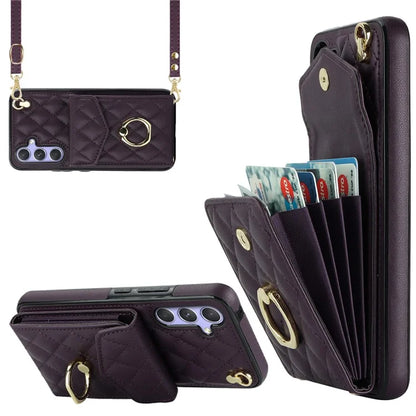 For Samsung Galaxy S23 FE Case Card Holder Ring Kickstand Leather+TPU Crossbody Cover