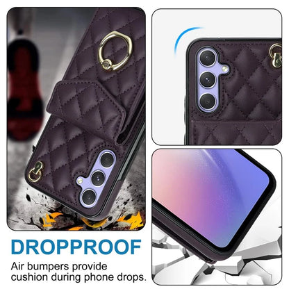 For Samsung Galaxy S23 FE Case Card Holder Ring Kickstand Leather+TPU Crossbody Cover