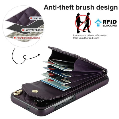 For Samsung Galaxy S23 FE Case Card Holder Ring Kickstand Leather+TPU Crossbody Cover