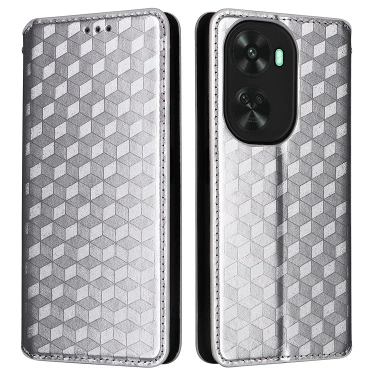 For Huawei nova 11 SE Stand View Cover Rhombus Pattern Imprinted Phone Case