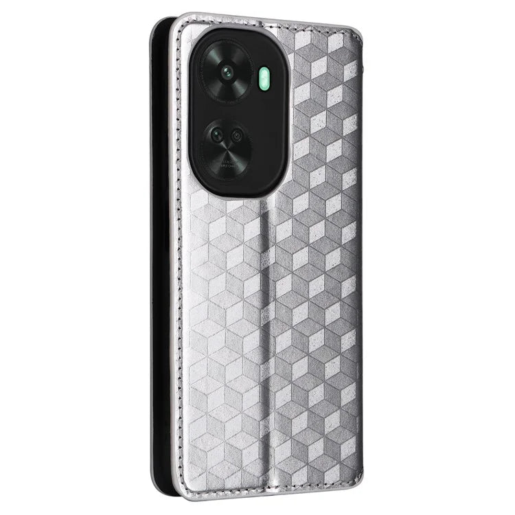 For Huawei nova 11 SE Stand View Cover Rhombus Pattern Imprinted Phone Case