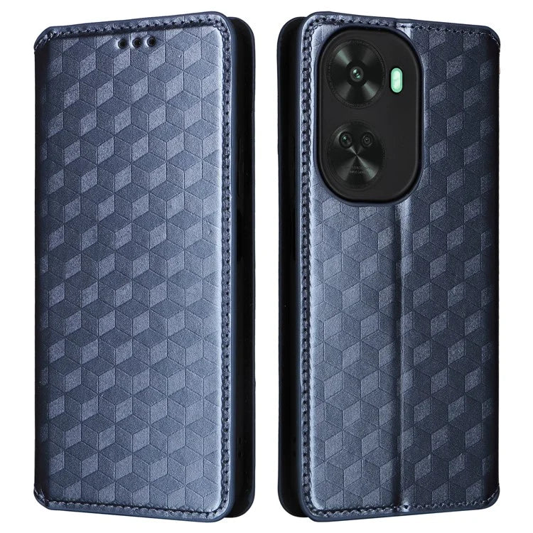 For Huawei nova 11 SE Stand View Cover Rhombus Pattern Imprinted Phone Case