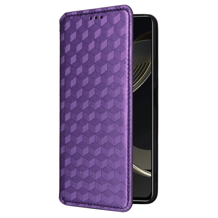 For Huawei nova 11 SE Stand View Cover Rhombus Pattern Imprinted Phone Case