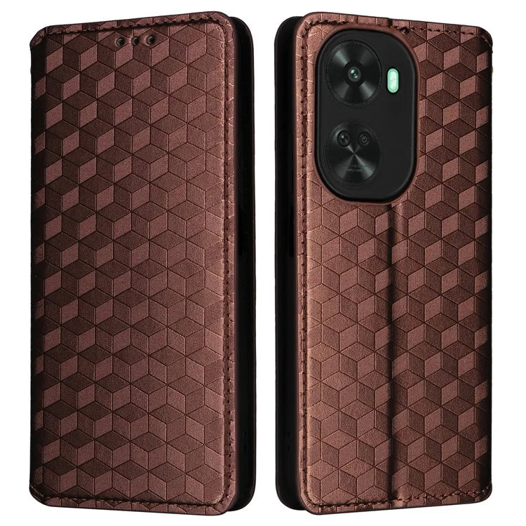 For Huawei nova 11 SE Stand View Cover Rhombus Pattern Imprinted Phone Case
